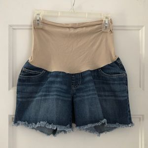 Maternity Full Belly Panel Cut Off Denim Shorts